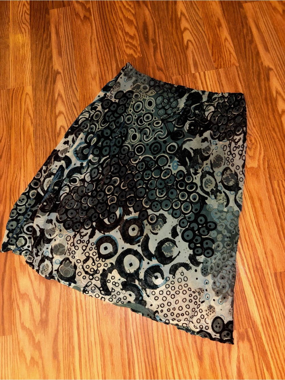 Women’s Black and Teal Printed A-Line Skirt